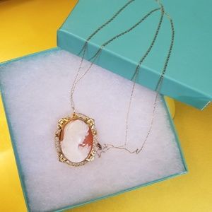 14K Cameo Shell brooch and necklace
